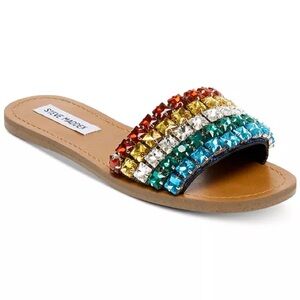 Steve Madden‎ Serenade Rainbow Jeweled Slides Sz 9M